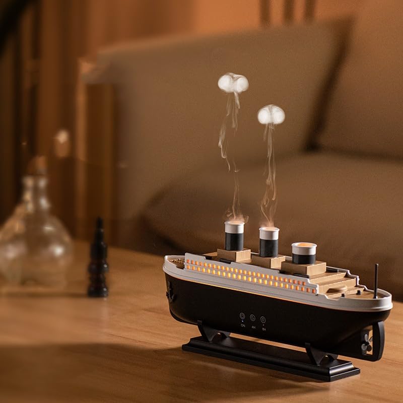 Ship Dynamic Essential Oil Diffuser, Aroma Diffuser for Home,Office,Jellyfish Mist Aromatherapy Humidifier,7 Change Colors Lights,2 Spray Modes,4H&8H Timer Setting Auto Shut-Off 250ml
