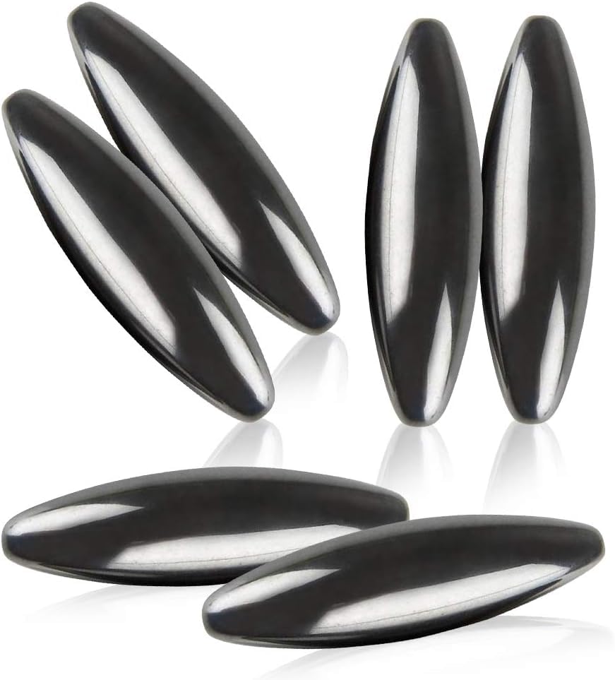 Polished Hematite Oval Magnets - High Quality Anti-Collision, Entertainment and Science Toy for All Ages, Perfect for Stress Relief, Magnetic Therapy, Decoration, Office and Kitchen Use (12)