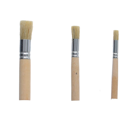 Keep Smiling Stencil Brush Set of 3 Different Shapes with Ergonomic Professional Wood Handles for DIY Crafting & Painting - Wooden