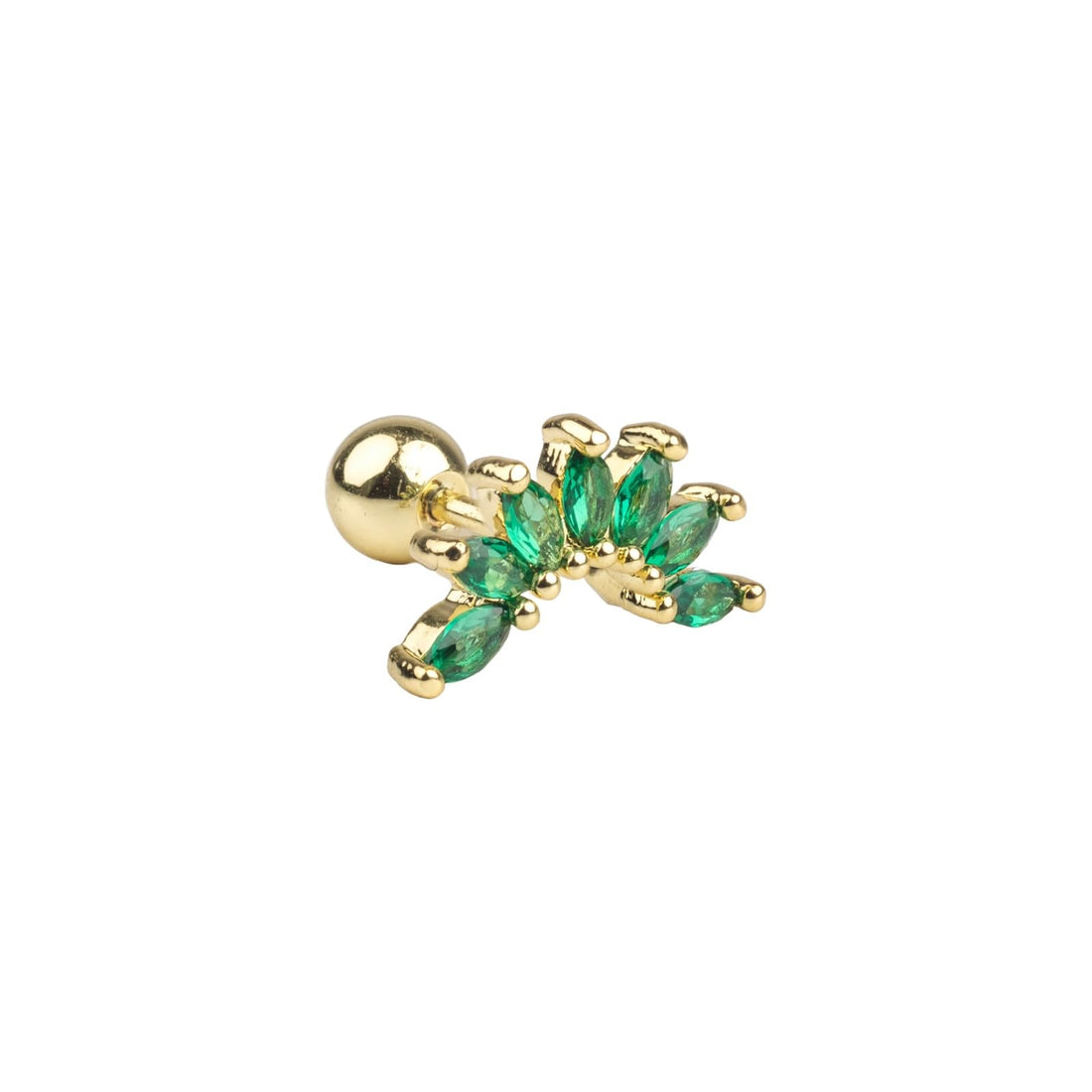 Lotus Flower Earrings Gold Color with Green Zircon Stones Fashion Ear Jewelry