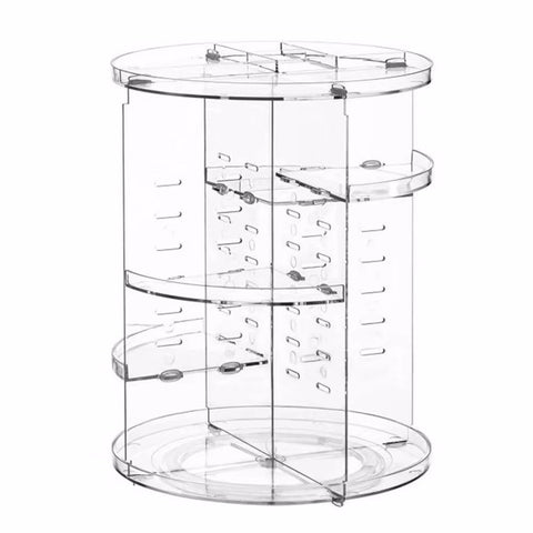 JZK Clear acrylic rotating makeup organiser shelves adjustable cosmetics organiser tray, make up organizer storage box, nail polishes stand holder display