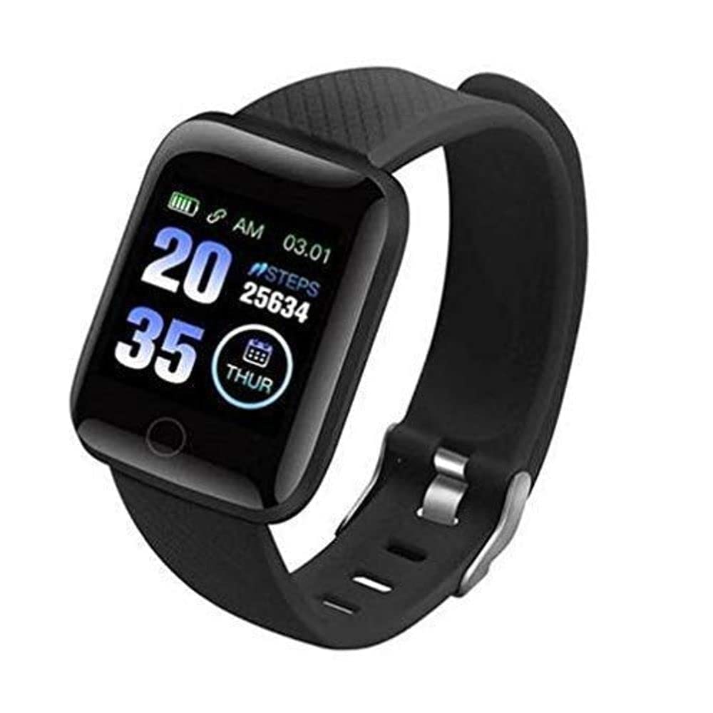 D116 ID116 Plus Bluetooth Fitness Smart Watch for Men Women and Kids Activity Tracker (Black)