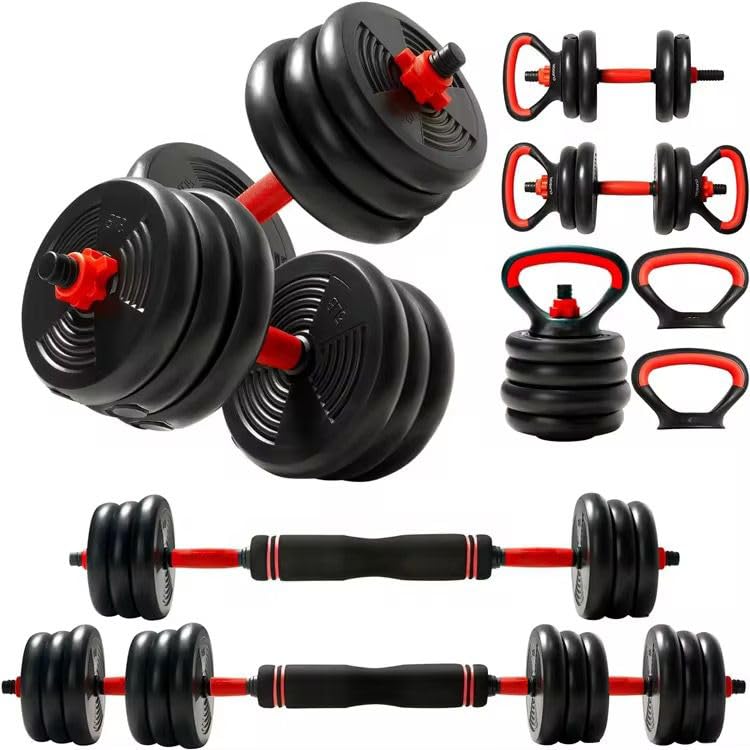Dumbbells SportQ® 6 in 1 Multi-task, Adjustable on Weighted Ball and Olympic Bars, Push Up Training, Ideal for Free Weight Exercise, Fitness and Home Workout, Unisex