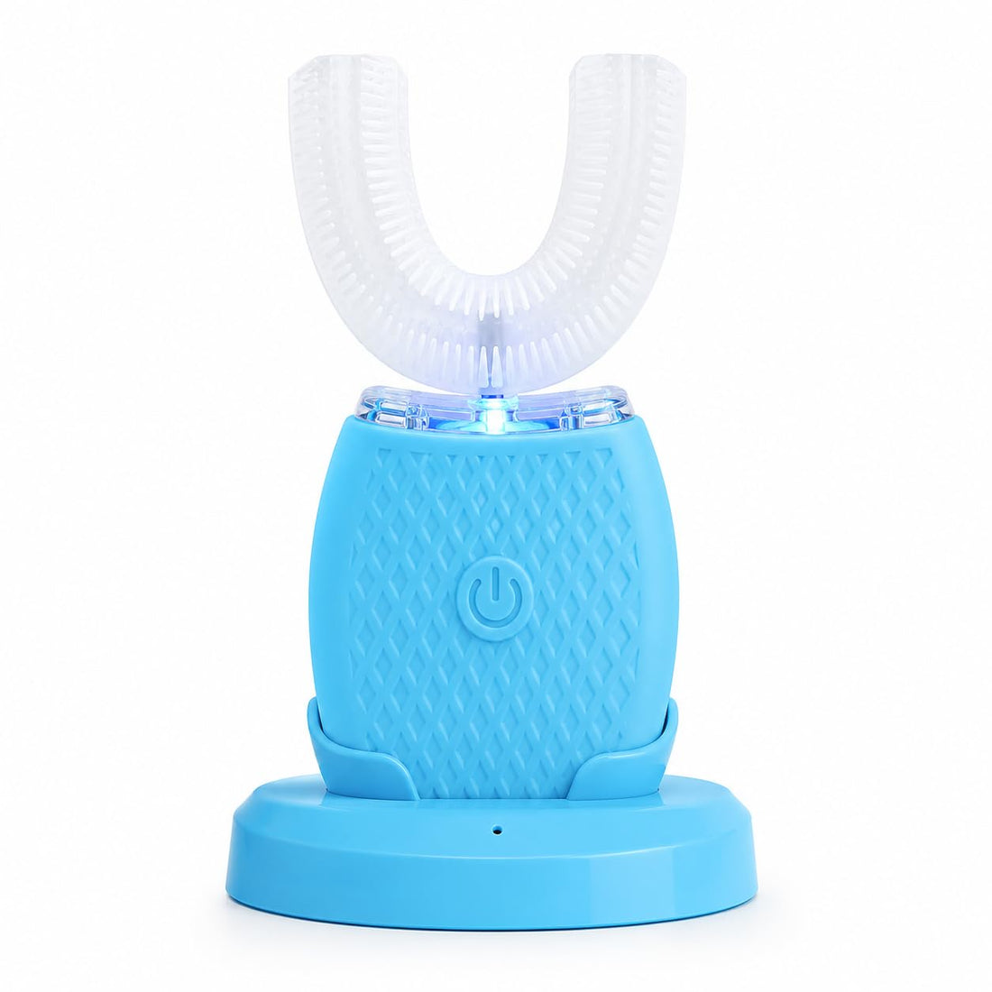 Automatic U Shaped 360° Ultrasonic Electric Toothbrush | LED Teeth Whitening Device | USB Rechargeable Waterproof Silicone Toothbrush | Full Mouth Cleaning Oral Care (فرشاة اسنان كهربائية) (Blue)