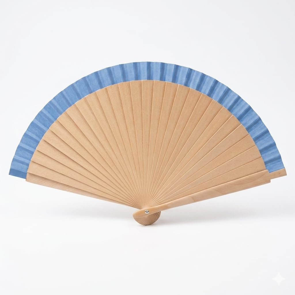 Hand Folding Fan, Wood and Fabric, Foldable and Portable, for Dance Performances, Weddings, Cosplay, Festivals, and Daily Use (Blue)