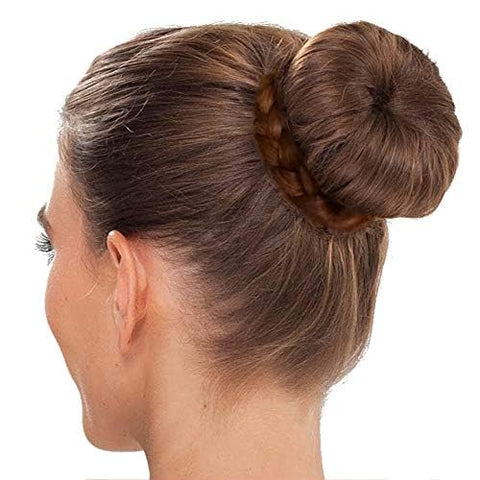 ECIF Synthetic Braided Chignon Hair Bun Clip – Clip-In Hairpiece, High-Temperature Fiber, Easy to Wear, Natural Look for Women & Girls (#8, بومبيه)