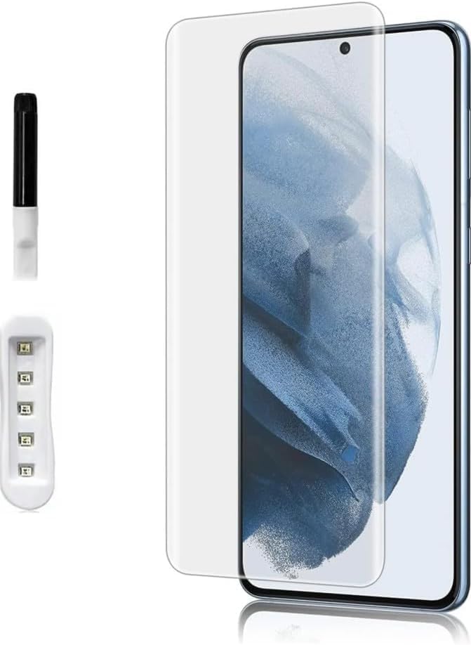 Compatible with Samsung UV Tempered Glass Screen Protector Scratch Resistant Fingerprint Clear Includes Installation and Cleaning Tools (S21 ULTRA)