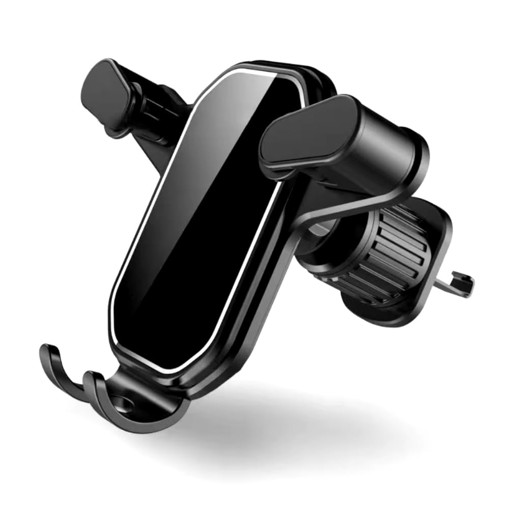 Universal Car Air Vent Phone Holder Adjustable Rotation and Enhanced Stability, Fits All Smartphones, High Protection Hook Safety Lock (Black, Code:7552) - by KaberTrade