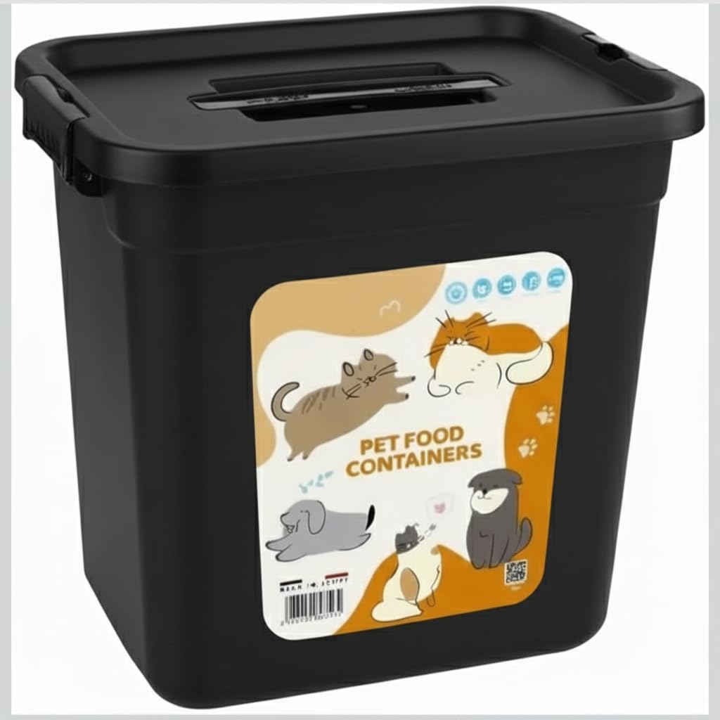 6L Pet Food Storage Container, Rocky Box Dry Food Box, Moisture-Proof, White, Multicolor, White, Gray, Black…