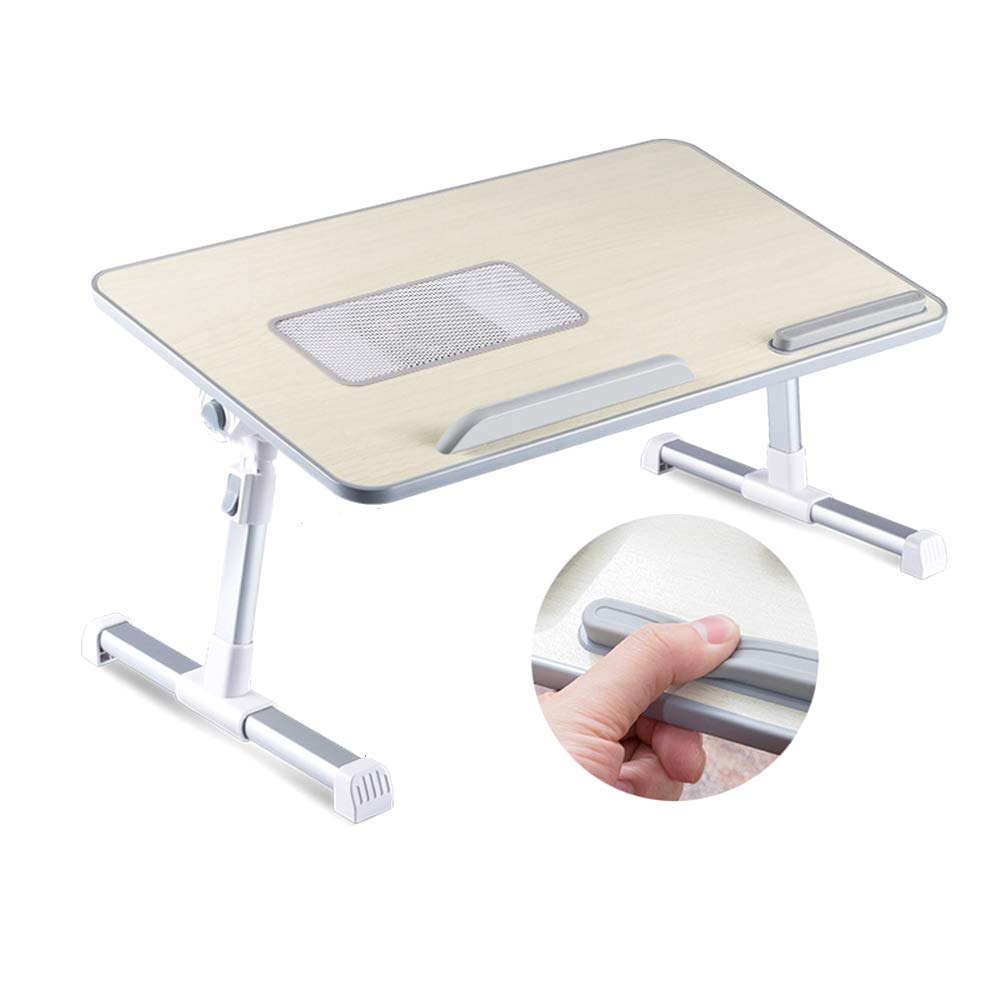HOSL Adjustable Laptop Desk for Bed Adjustable Laptop Stand Computer Desk Laptop Stand Foldable Notebook Table Shelf Portable Reading Table Homework Desk Dinning Table (with USB Fan, Titanium Grey)