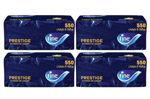 Fine Prestige Premium Pull Tissues Combining Softness and Luxury, 550 Tissues * Offer 4 Pieces at Special Price I From Al Shabrawini Pharmacy