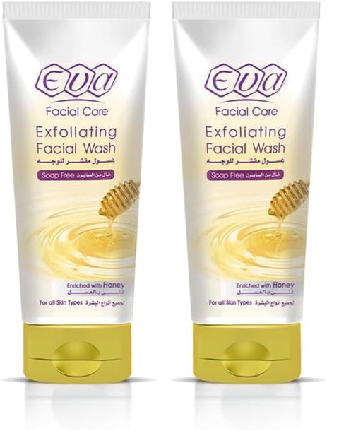 Eva Skin Care - Exfoliating Face Wash with Honey, Soap Freee, 150ml (Pack of 2)
