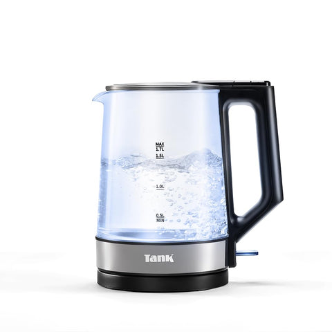 Tank Glass Kettle, 1.7L Capacity, 1850 Watts, Black, KG-2318B - 2 Year Warranty