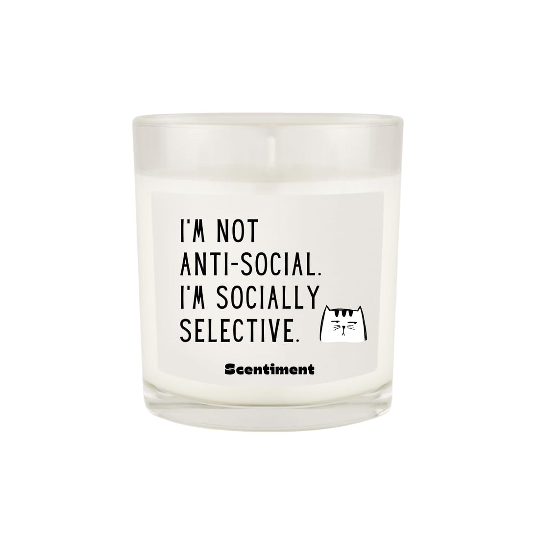 Scentiment Scented Candle – Premium Soy Coconut Beeswax Blend | Hand-Poured Jar Candle with Long Burn Time | Gift for Home, Bedroom & Living Room (I’m Not Anti-Social)