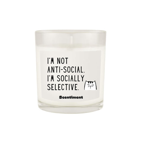 Scentiment Scented Candle – Premium Soy Coconut Beeswax Blend | Hand-Poured Jar Candle with Long Burn Time | Gift for Home, Bedroom & Living Room (I’m Not Anti-Social)
