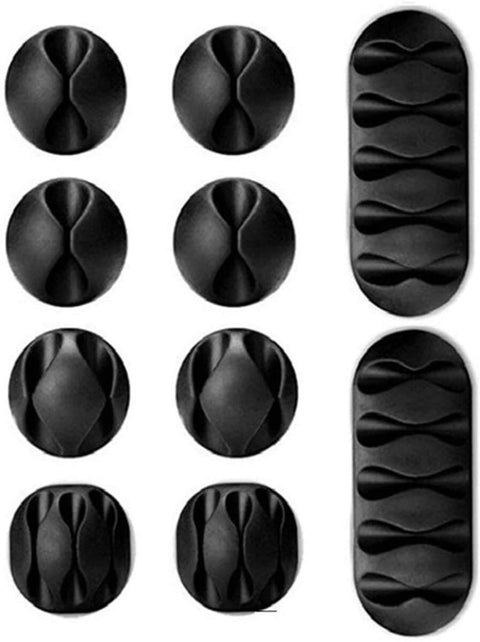 10pcs Cable Organizer Silicone USB Cable Winder Flexible Cable Management Clips Cable Holder For Mouse Headphone Earphone for Office and Home Power Cords, (Color : Black)