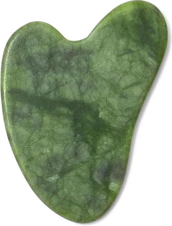 Gua Sha Facial Tool, Natural Guasha Jade Stone GuaSha Board Gua Sha Sc Massage Tool with Smooth Edge for Physical Therapy and SPA Acupuncture Therapy Used for Face, Neck and Body（Green）