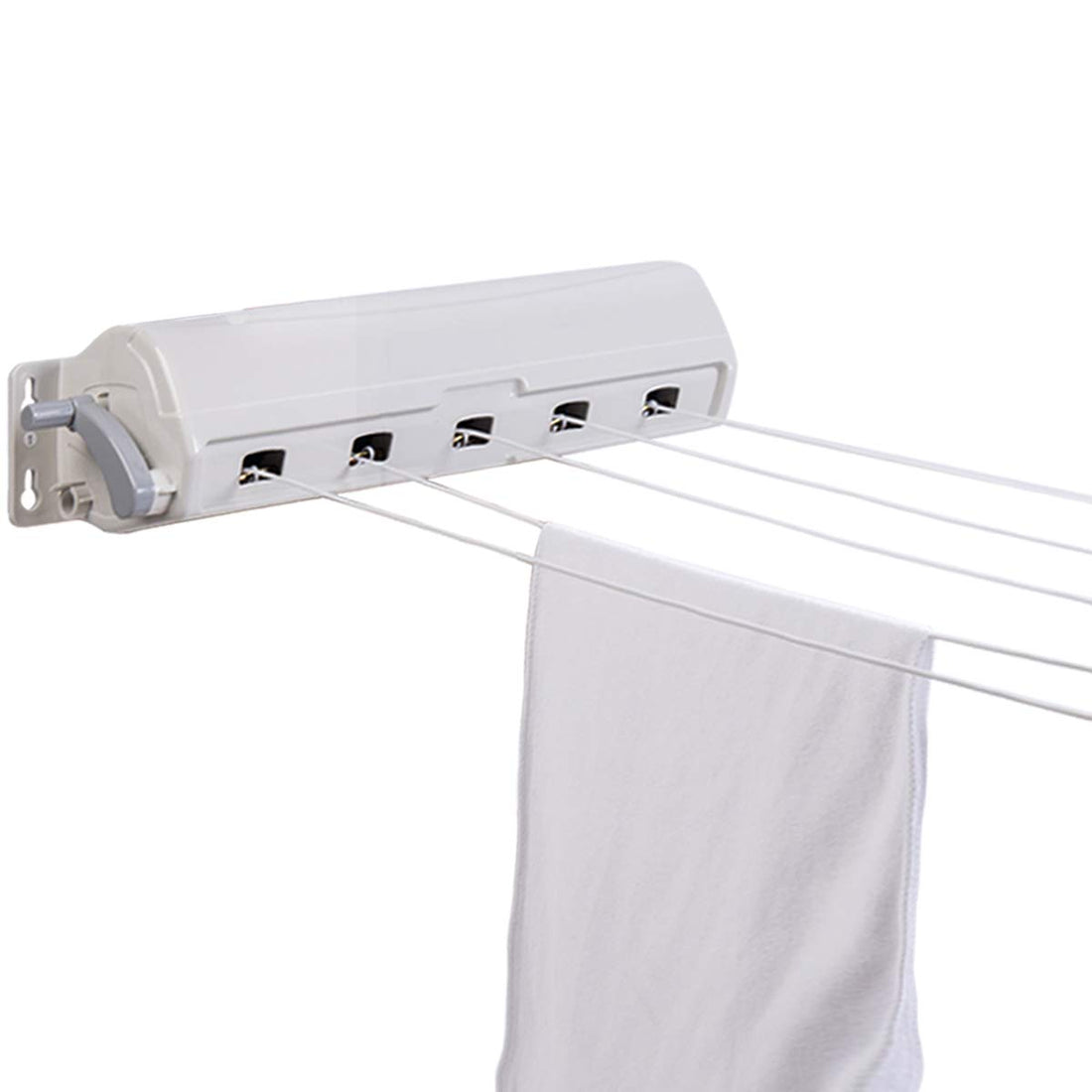 Drying Natural Retractable Clothesline Wall Mounted 5-Line Clothes Dryer Line, Good for Indoor Outdoor Use, Hang Wet or Dry Laundry