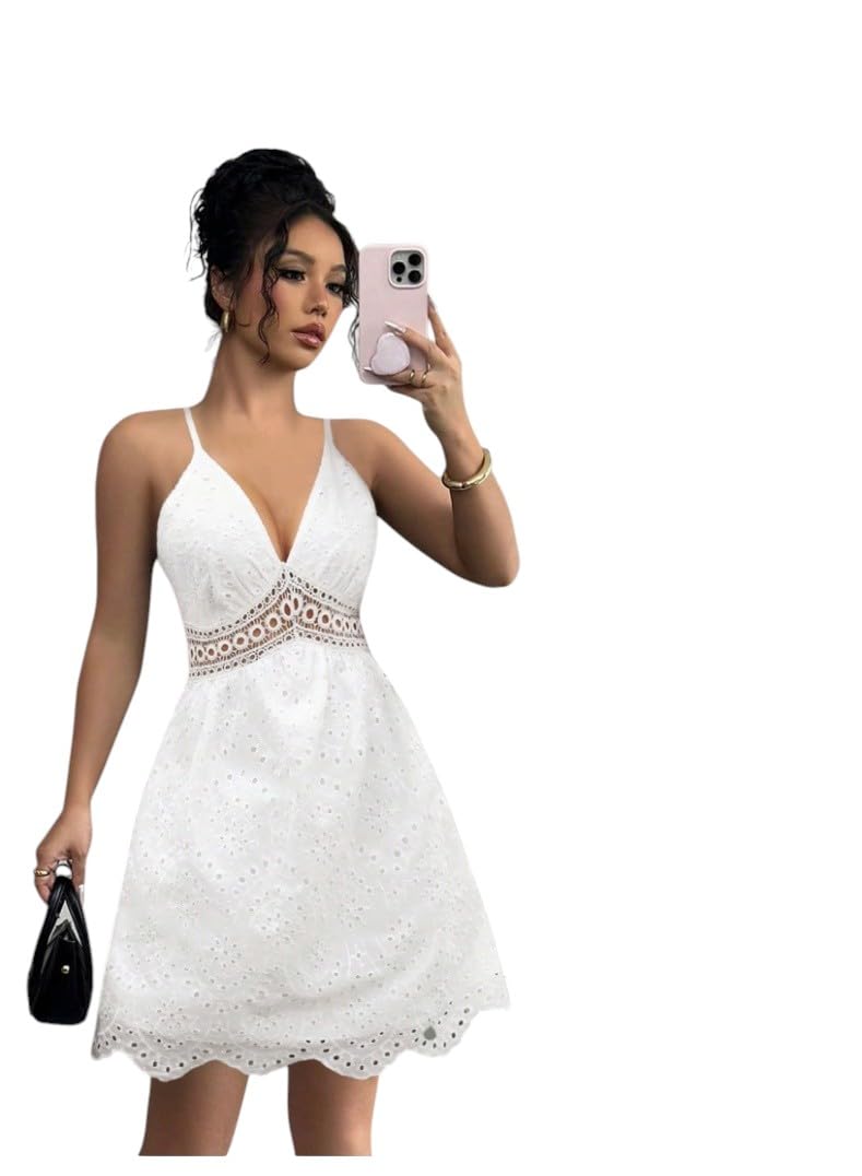 Women Solid Color Spaghetti Strap Simple Short Dress, Casual