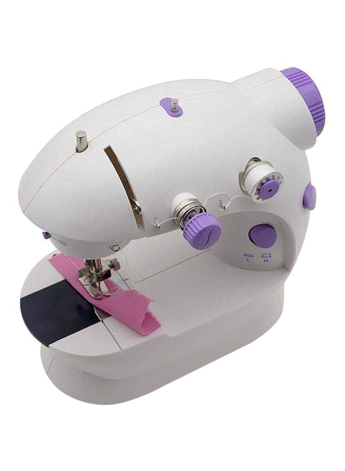Compact sewing machine with light and foot pedal for ease of use