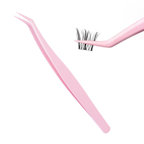DIY Self Adhesive Eyelash Tweezers Lash Applicator Tool for Pre-glued Eyelashes Stainless Steel Eyelash Tweezers for No Glue Needed Lashes Curved Tip Tweezers