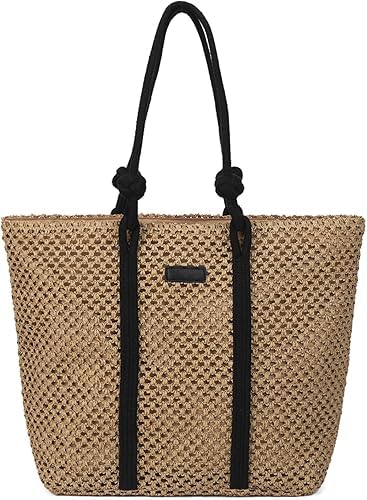 A spacious summer bag for women suitable for the beach woven from straw with a shoulder handle a fashionable summer bag for women.