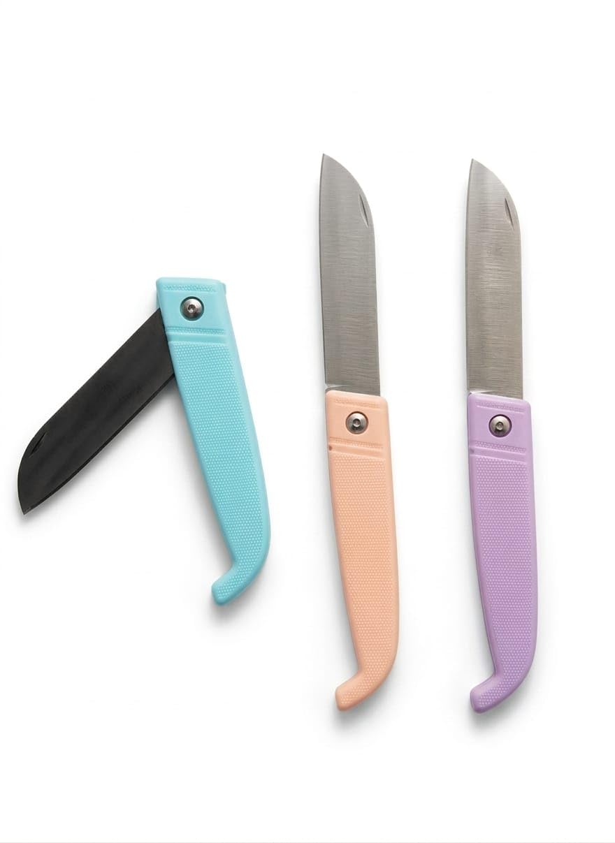 Volora Folding Fruit Knife, 3 Pieces, Multicolor, 18 cm, Portable for Vegetable, Fruit, Bread