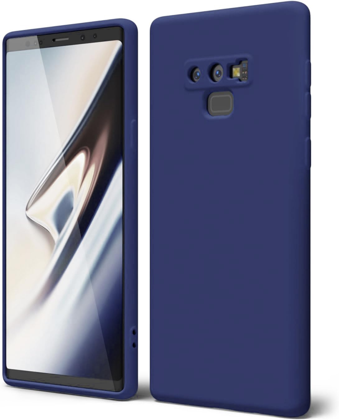 Silicone Case Compatible with Samsung Galaxy Note 9 Soft Silicone Gel Rubber Shockproof Cover Matte Finish with Cloth Inner Lining (Navy)