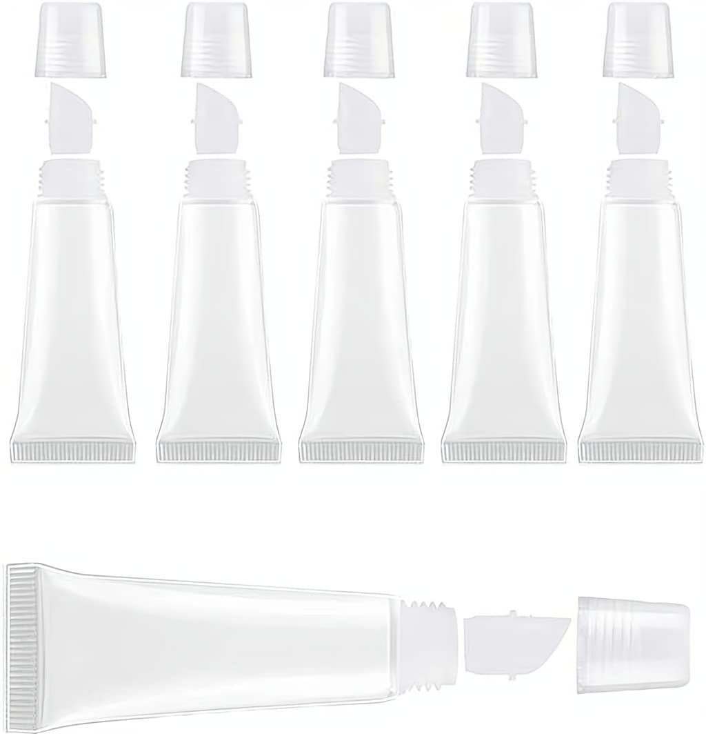 SYOSI Empty Lip Gloss Containers, 50Pcs 8ml Clear Soft Mini Cosmetic Tubes for Makeup and Travel Toiletries