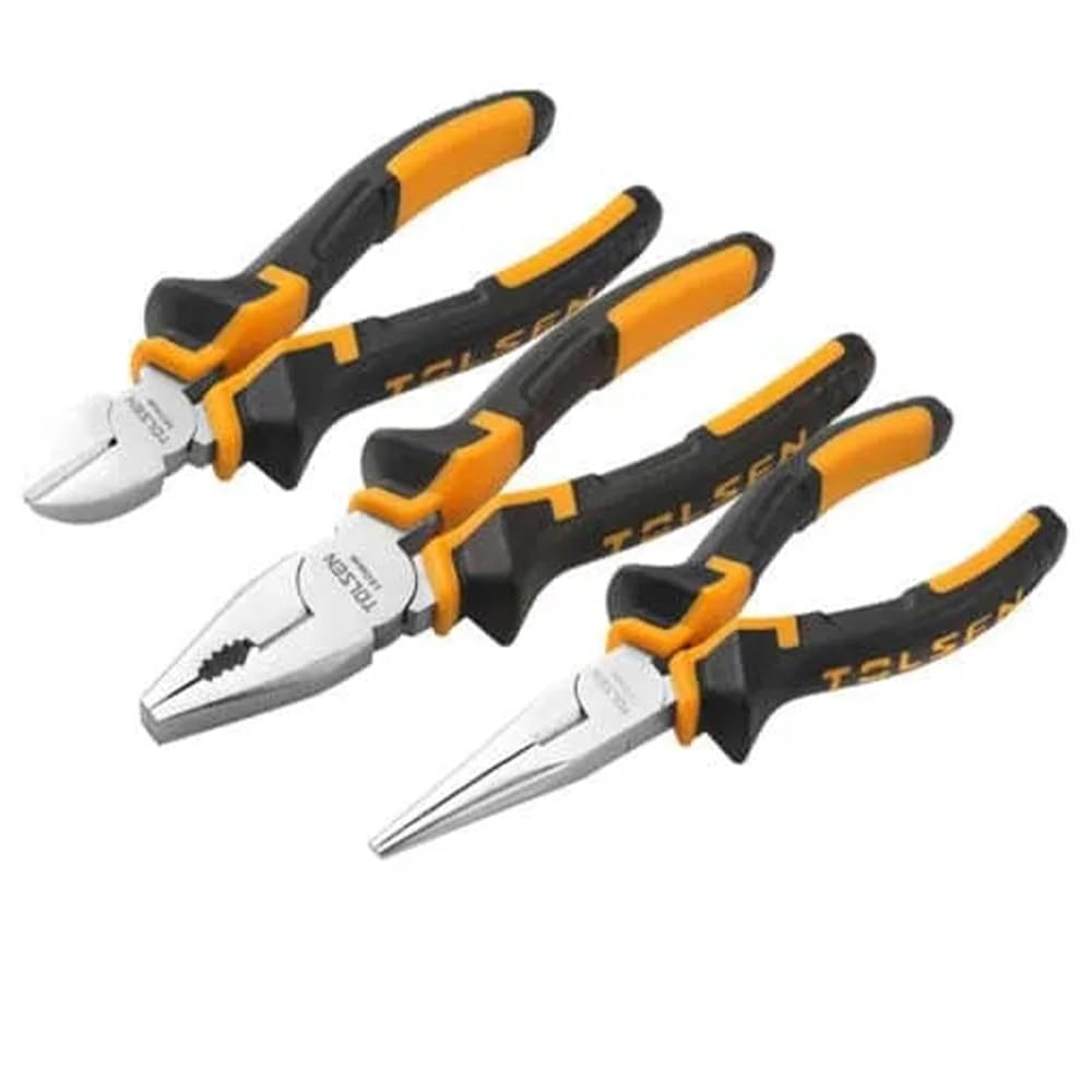 TOLSEN Plier Set, 3PCS Black and Yellow 10400