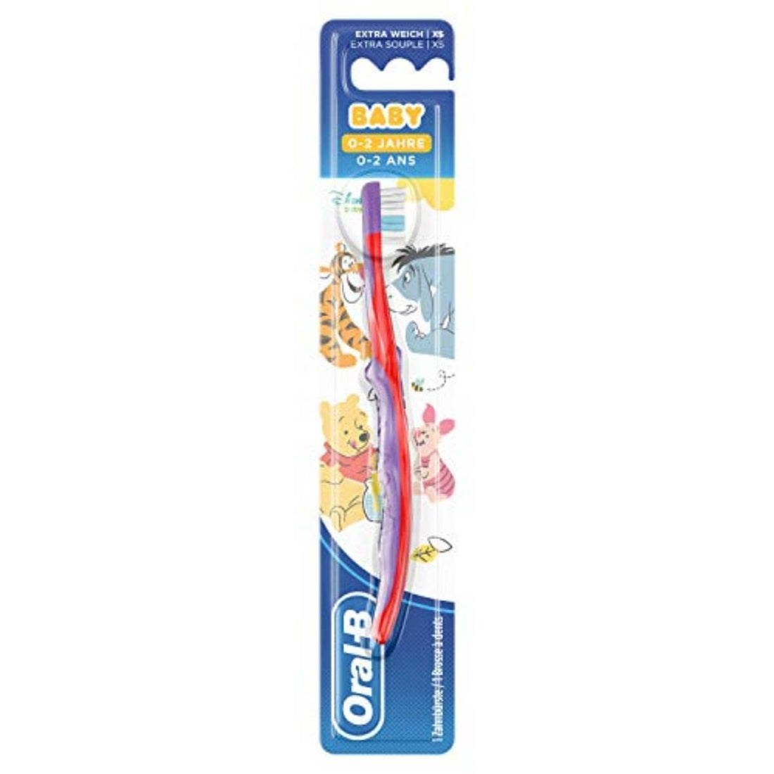 Oral-B Baby Manual Toothbrush Featuring Winnie the Pooh Characters, Extra Soft Bristles, 0-2 Years Old – Multi-Colored