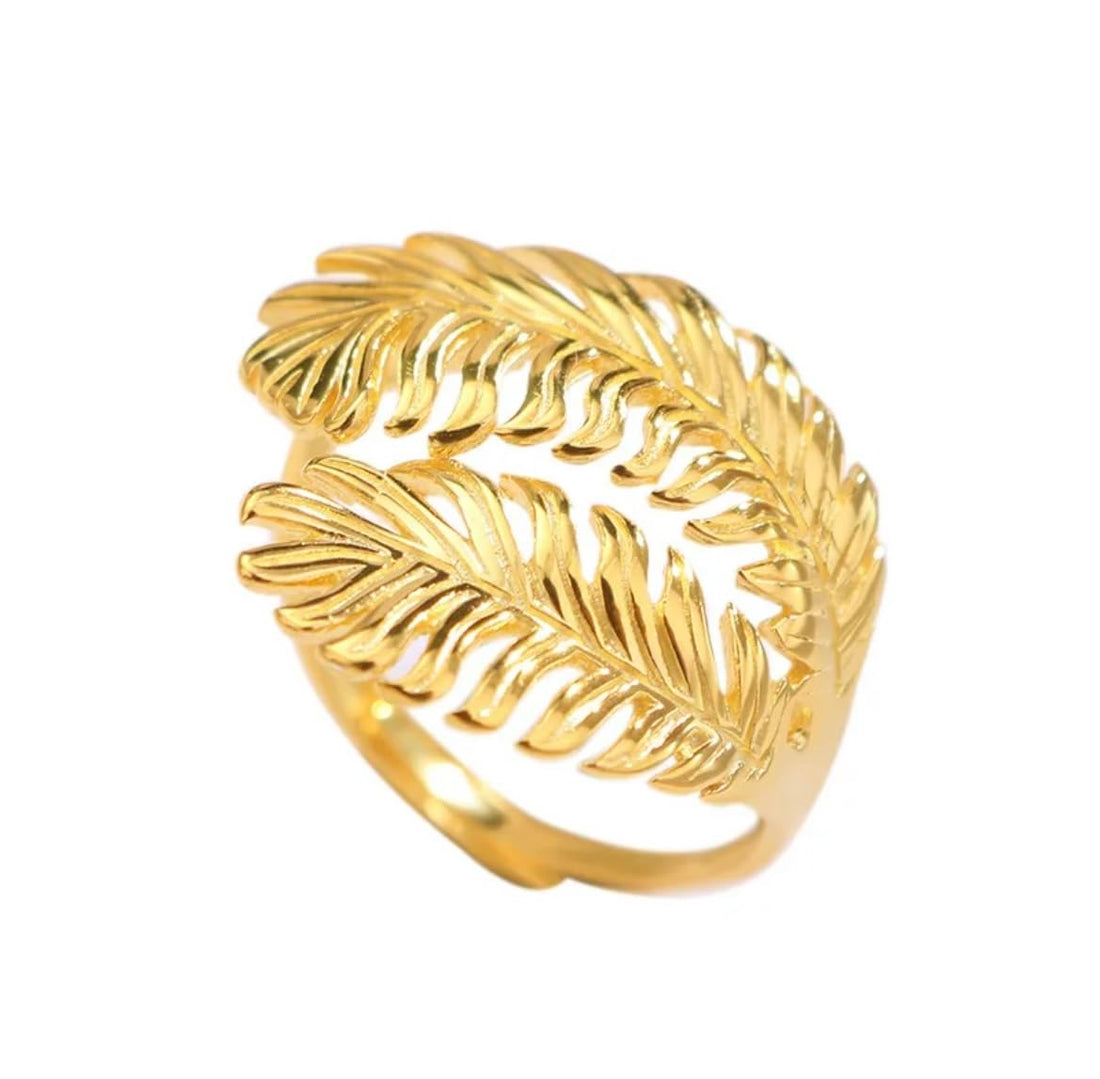 Light Luxury Adjustable Feather Open Ring Fashion Simple Tail Ring Index Finger Ring Jewelry