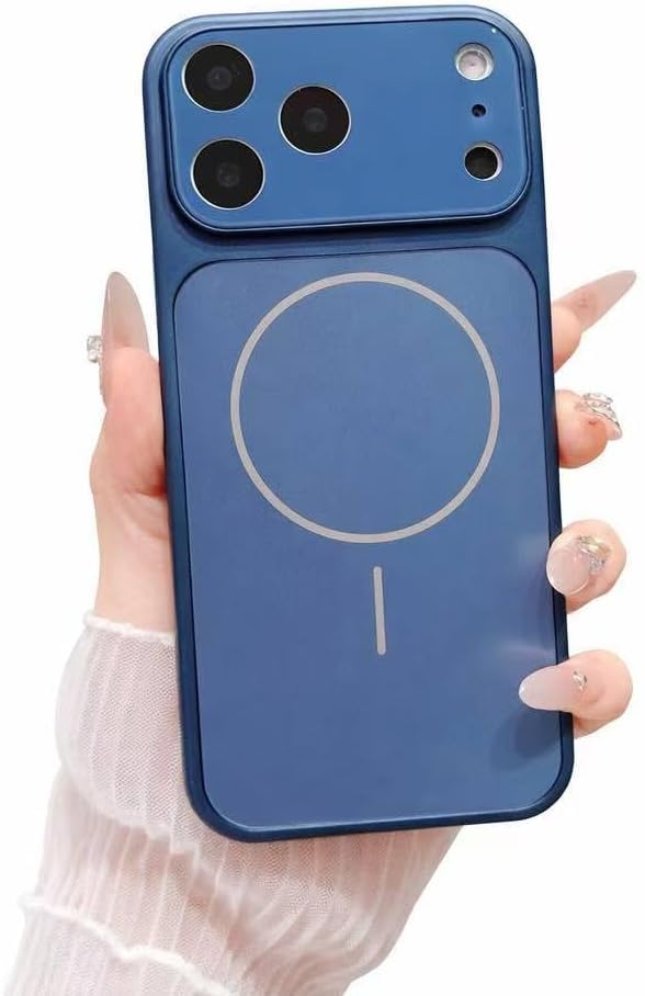 Eco Cover Back for iPhone 17/17 Pro/17 Max Case Soft Matte Glass Protective Camera Lens with Magnetic for Wireless Charging TPU for iPhone 17/17 Pro /17 Pro Max (Blue, iPhone 17 Pro)