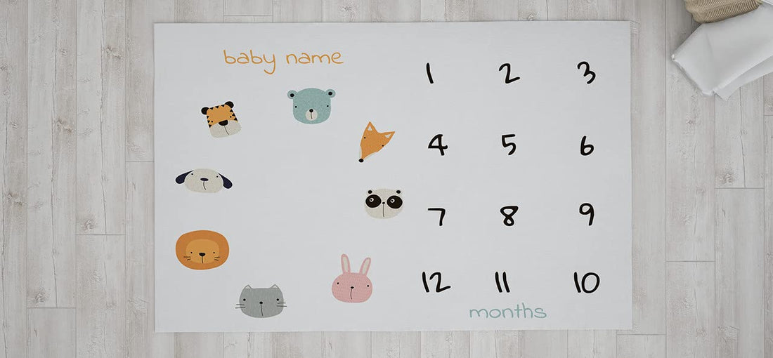 HomePrint Milestone Blanket for Baby 110X 90 CM Italian Velvet Comes with a Circular Metal Ring , 2725619348456