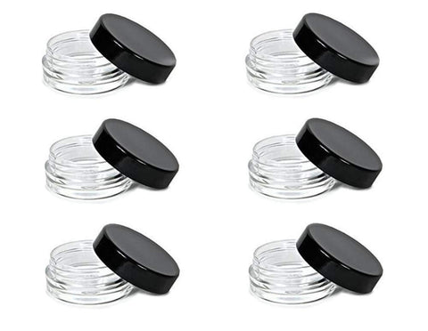 3 Gram 3 ML Jar BPA Free Cosmetic Sample Empty Plastic Container Round Pot with Black Screw Cap Lid Small Tiny 3g Bottle for Make Up Eye Shadow Nails Powder Paint Jewelry (25PCS)