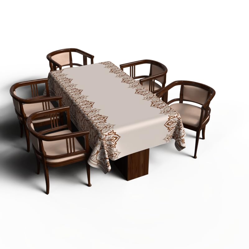 ART MOOD HOME Ramadan's Unique Atlas Tablecloth Waterproof Polyester Fabric Beigie & White 140W * 140L