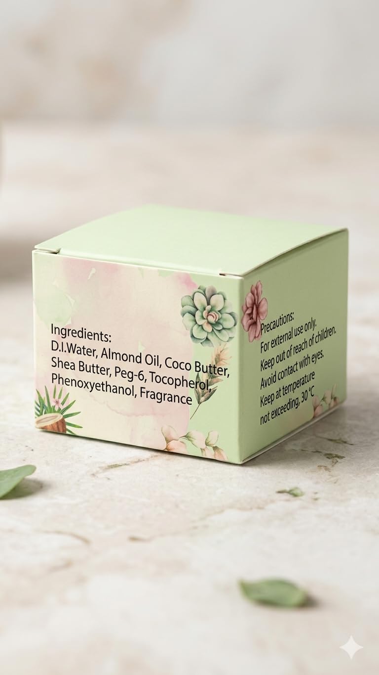 Spring Natural Deodorant Cream 50ml - Enriched with Shea Butter, Cocoa Butter & Almond Oil - Long-lasting Protection & Gentle Skin Care.