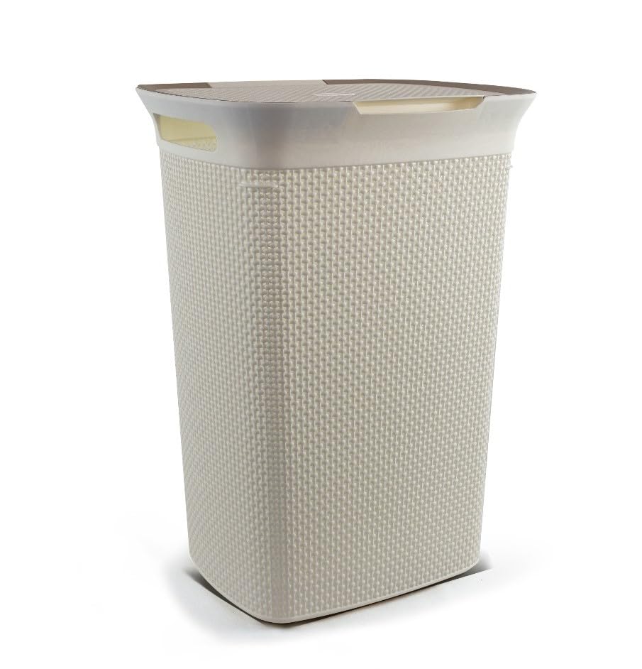 WATANIA Filo Laundry Basket With Lid Dark White
