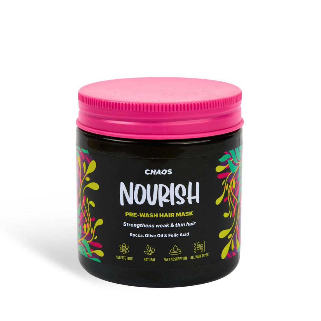 CHAOS Nourish Pre-Wash Hair Mask – Strengthens Weak & Thin Hair – With Rocca, Olive Oil & Folic Acid – Sulfate-Free, Fast Absorption – All Hair Types – 300ml