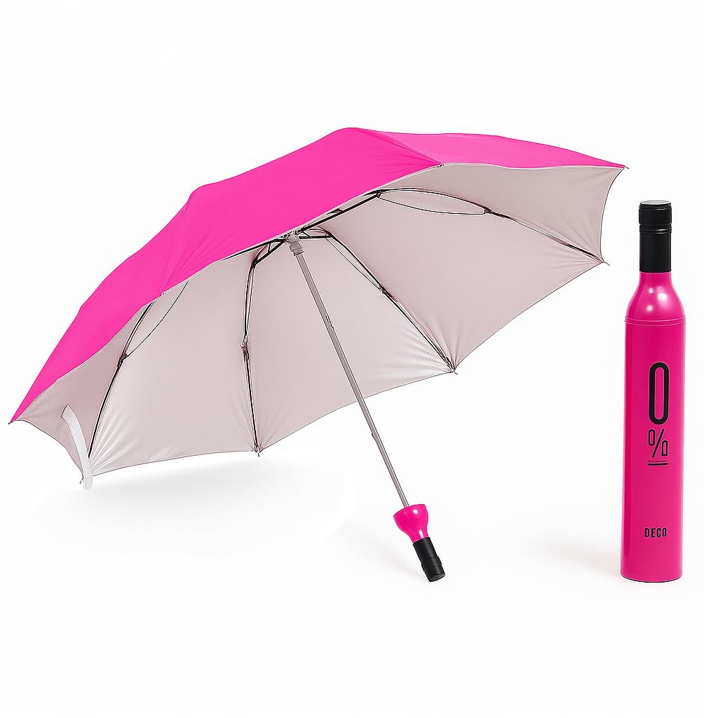 Compact Travel Umbrella for UV and Rain Protection | Double Layer Folding Umbrella with Automatic Opening Mechanism | 98cm Windproof Lightweight Umbrella with Bottle Cover