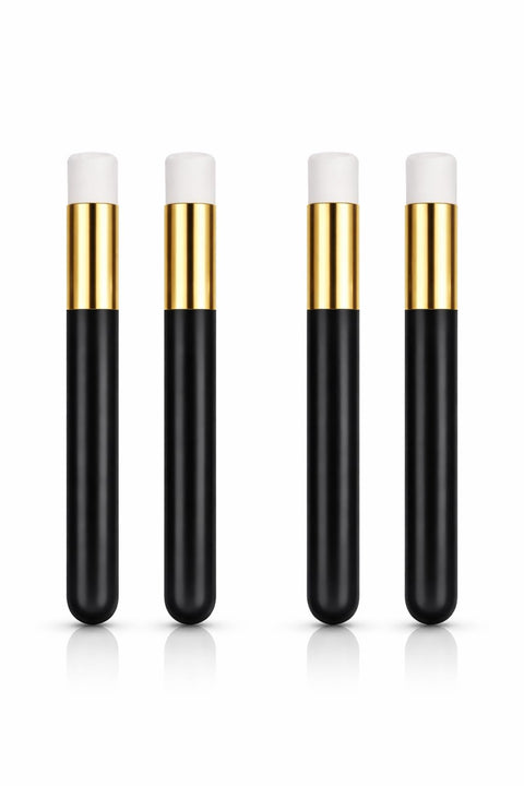 4 Pack Lash Cleansing Brush Set (Black & White Mix), Soft Sponge Tip Eyelash Cleanser Applicators for Lash Shampoo and Extension Care, Reusable Lash Wash Tools for Home or Salon (Black, 4)