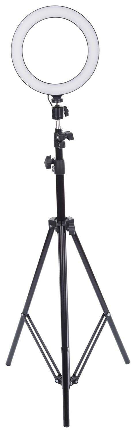 Live Stream 360 Degree Rotated LED Ring Light 20 cm With 2.1 Meter Stand - Black & White