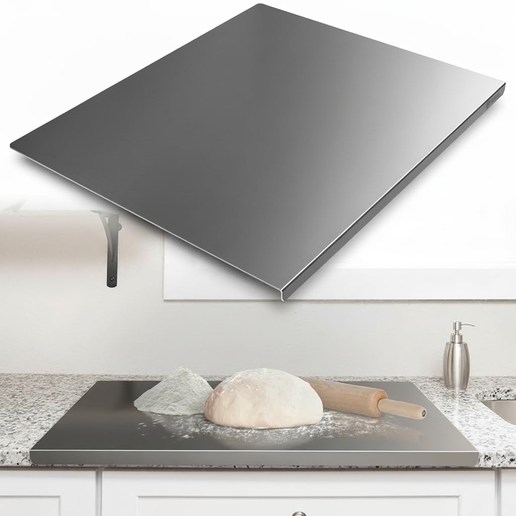 Stainless Steel Cutting Board for Kitchen 30x40cm – Double-Sided Use Non-Slip Cutting Board with Counter Fixing Edge – Suitable for Meat, Vegetable, Fruit, Bread, Dough