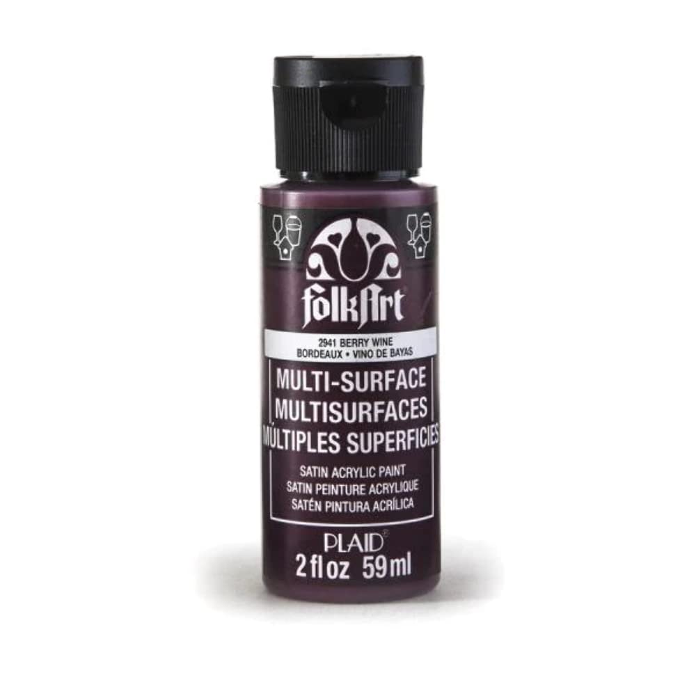 FolkArt Plaid 2941 Multi-Surface Acrylic Paint Berry Wine 2 Oz Multi-Surface Satin