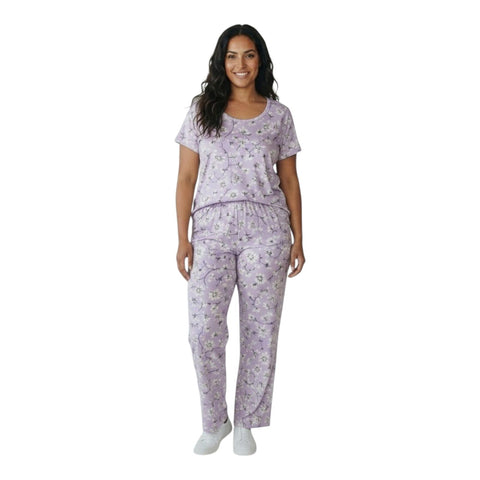 Women's Half Sleeve Pajama Set 2 Pieces, Cotton Fiber Material, Soft and Comfortable, Sizes from Large to 5XL, Special Colors