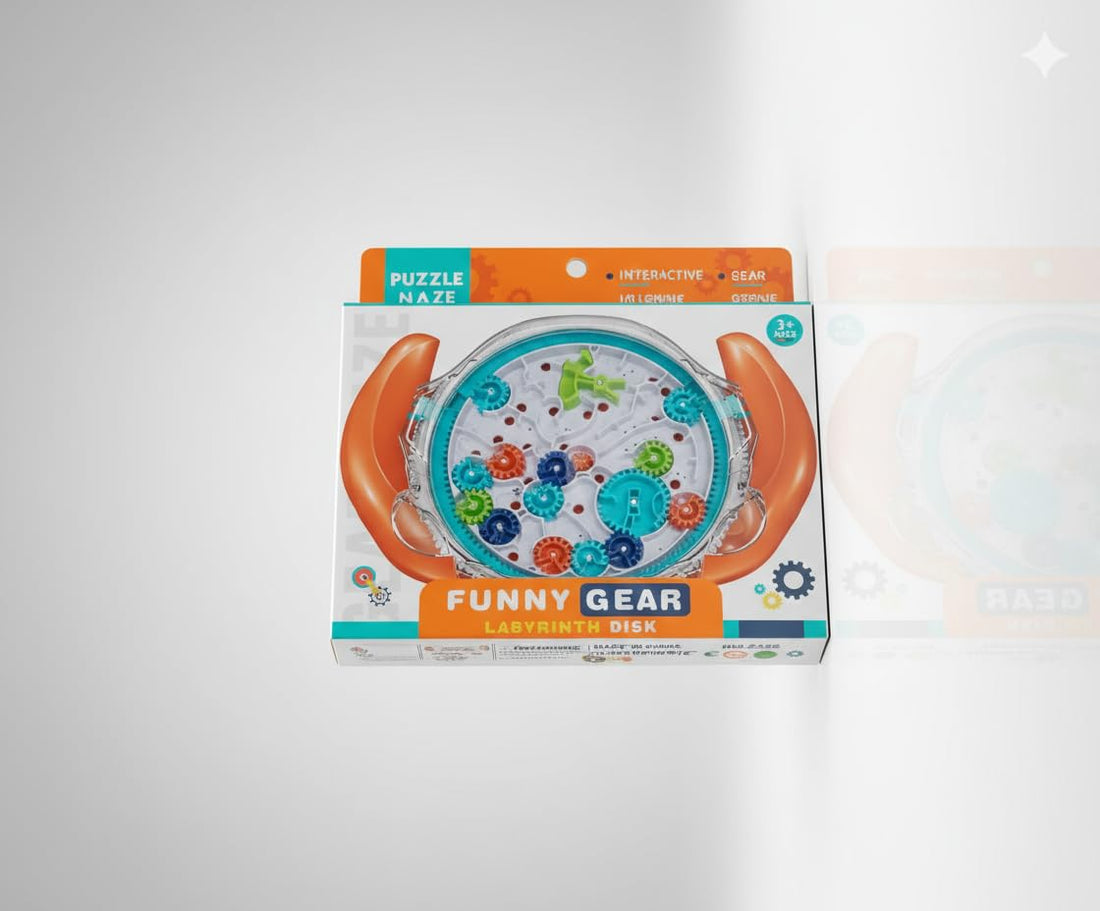 GHAZAL Plastic Educational Gear Maze Puzzle Toy, 3D Skills Development, Ages 3+, 20.6x15.9x3.1 cm, Brain Training and Motor Skills (orange)