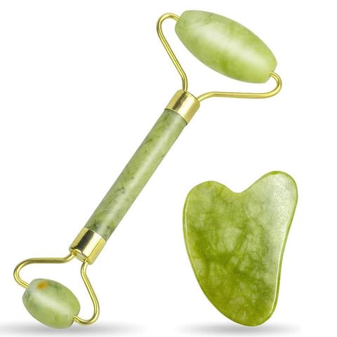 1 Piece Jade Roller for Face, GuaSha Face Stone, Natural Jade GuaSha, Relaxing and Remodeling Face Massager Tools for GuaSha, Eyes, Face, Neck