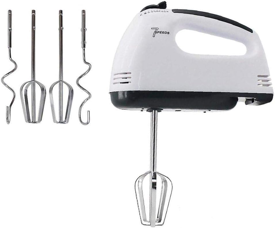 Electric Egg Beater 7 Speeds – Multifunctional Hand Mixer with Fast Whisk & Kneading – 4 Stainless Steel Tools – Perfect for Cake, Cream, Dough in Kitchen