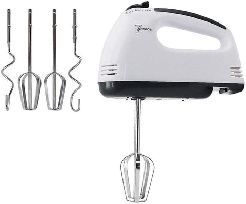 Electric Egg Beater 7 Speeds – Multifunctional Hand Mixer with Fast Whisk & Kneading – 4 Stainless Steel Tools – Perfect for Cake, Cream, Dough in Kitchen