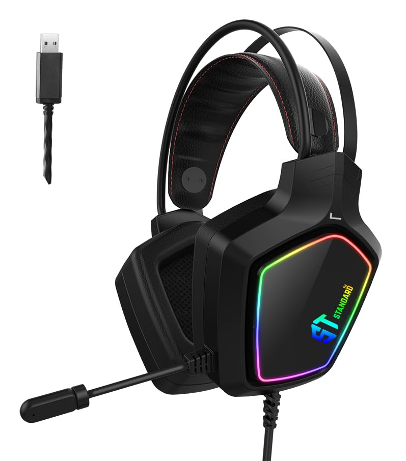 GM08 Wired RGB Gaming Headset – 7.1 Surround Sound USB Stereo Headphones